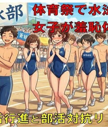 d_776410｜体育祭で水泳部女子が羞恥体験。部活行進と部活対抗リレー｜CMNFリアリズム